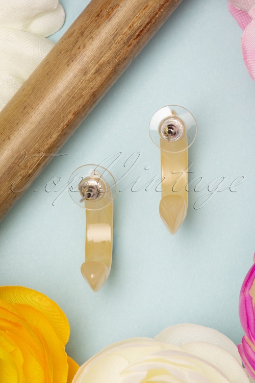 Splendette - TopVintage Exclusive ~ 50s Sherbet Fakelite Carved Hoop Earrings in Sunshine Yellow 3