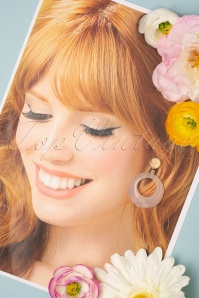 Splendette - TopVintage Exclusive ~ 50s Coconut Fakelite Drop Hoop Earrings in Milky Off White 2