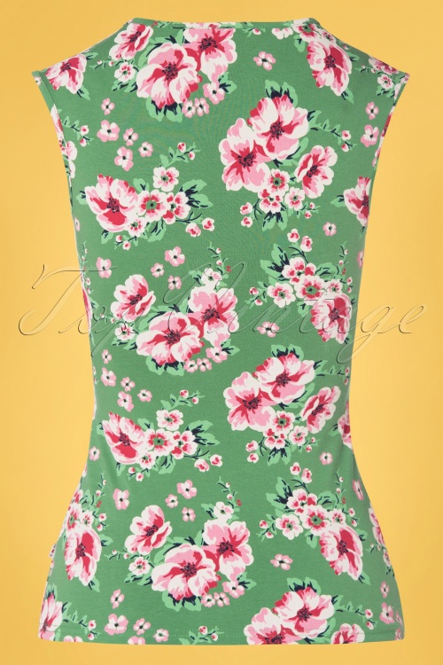 Blutsgeschwister - 50s High End Tank Top in Floral Florida Green 3