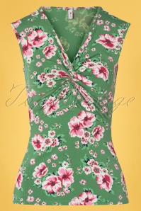 Blutsgeschwister - 50s High End Tank Top in Floral Florida Green
