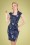 TopVintage exclusive ~ 50s Annabella Floral Wiggle Dress in Navy