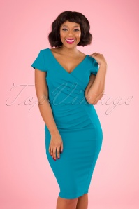 Vintage Chic for Topvintage - 50s Brenda Pencil Dress in Mosaic Blue