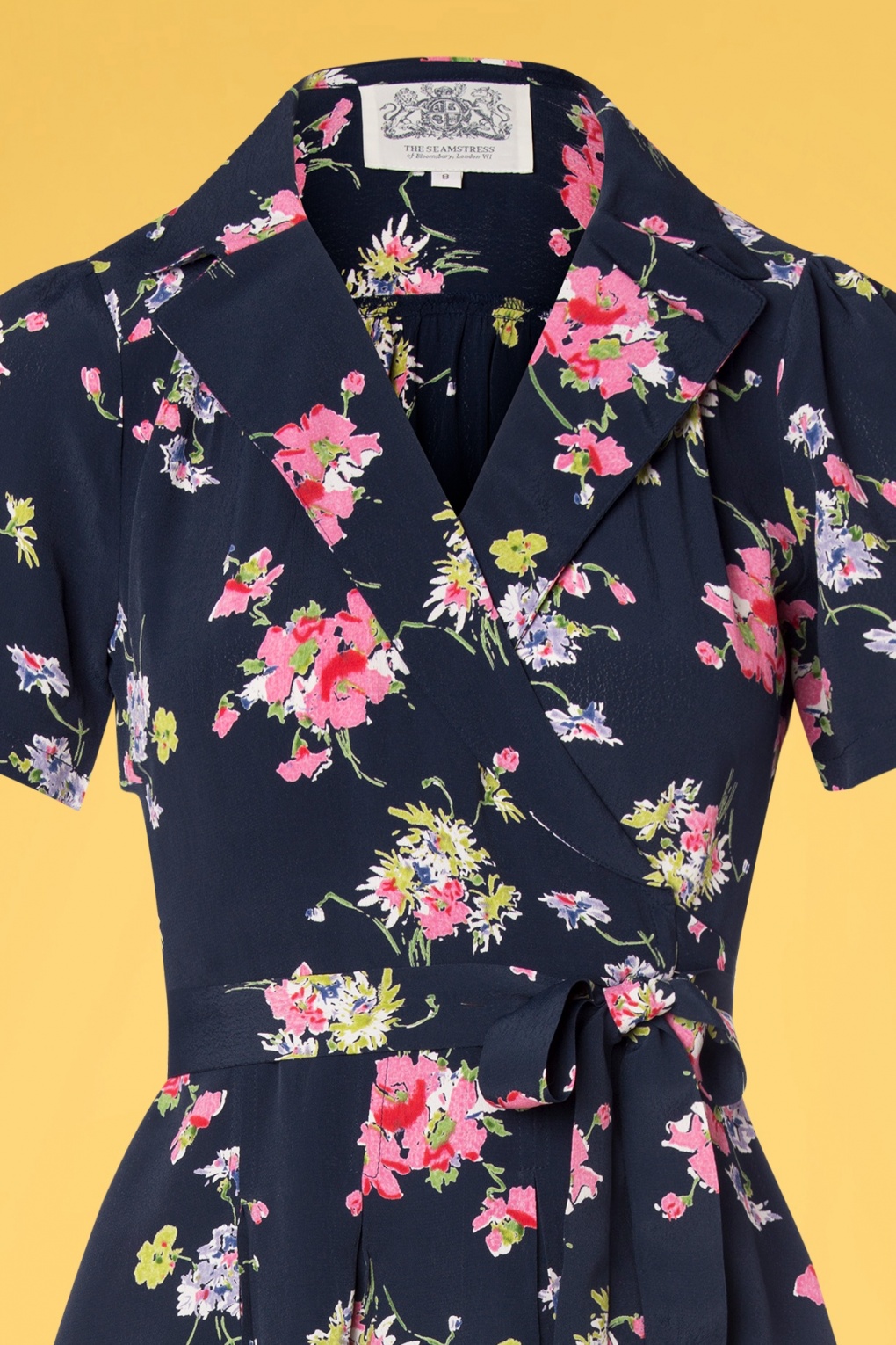 40s Peggy Mayflower Wrap Dress in Navy