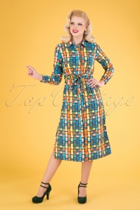 Compania Fantastica - 60s Helena Checks Shirt Dress in Multi