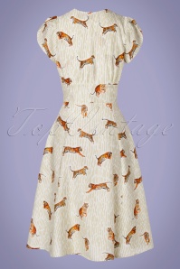 Palava - 50s Rita Tiger Swing Dress in Ivory 4