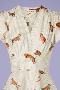 Palava - 50s Rita Tiger Swing Dress in Ivory 2
