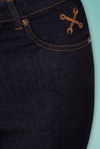 Queen Kerosin - Betty Five Pocket Skinny Jeans Années 50 en Bleu Foncé 3