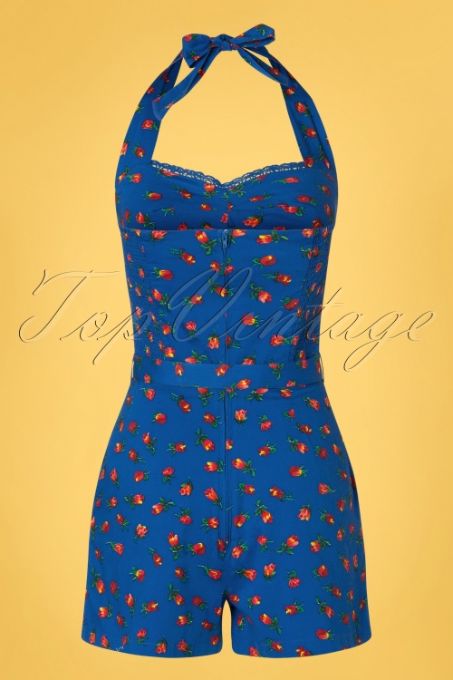 Timeless - 50s Jana Floral Playsuit in Blue 5