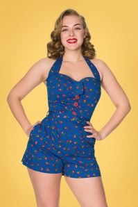 Timeless - 50s Jana Floral Playsuit in Blue