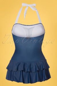 Pussy Deluxe - 50s Classic Lovely Chic Halter Swimsuit in Navy 3