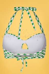 Unique Vintage - 50s Mrs. West Halter Bikini Top in Green and White 4