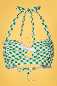 Unique Vintage - 50s Mrs. West Halter Bikini Top in Green and White 2