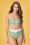 Top de bikini halter de los años 50 Mrs.West en verde y blanco