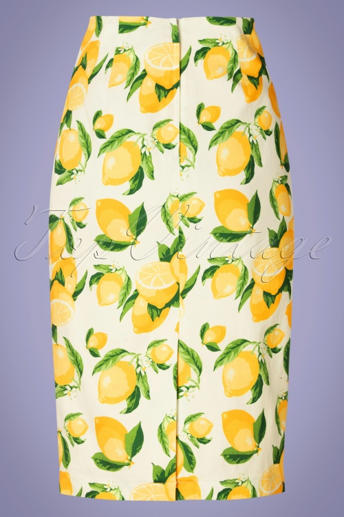 50s Lemon Pencil Skirt in White