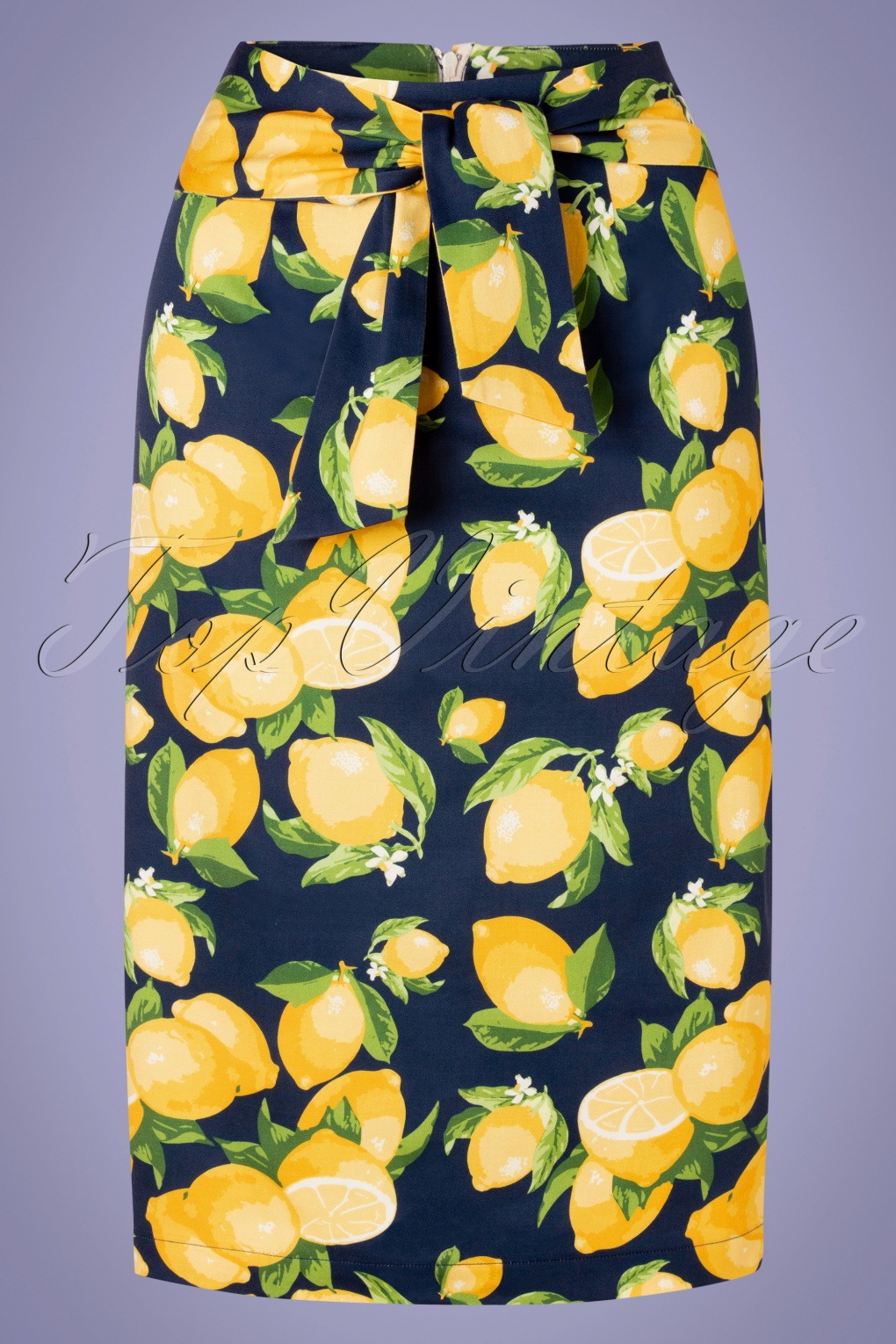 Banned Retro 50s Lemon Pencil Skirt in Navy | Shop at Topvintage