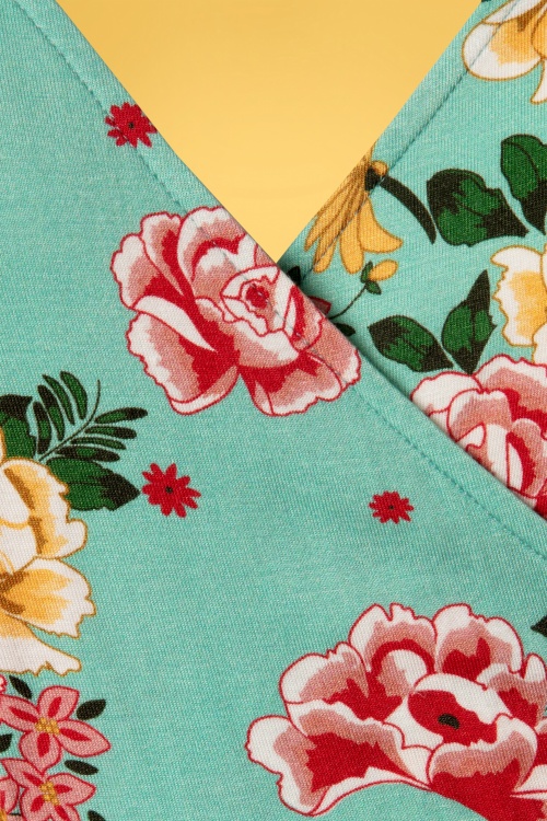 Banned Retro - Oriental Bloom maxi-jurk in mintgroen 4