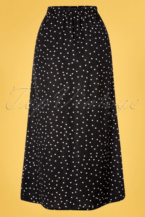Banned Retro - 60s The Polly Polka Maxi Skirt in Black 3