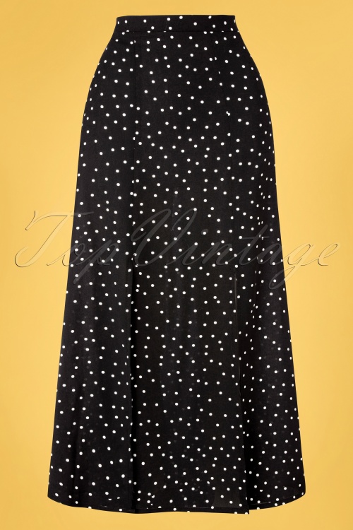 Banned Retro - 60s The Polly Polka Maxi Skirt in Black 2