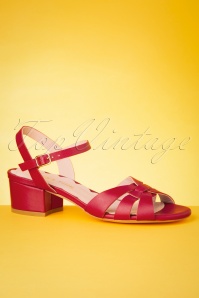Miss L-Fire - 60s Isla Low Heel Sandals in Red 3
