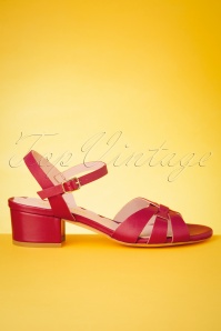 Miss L-Fire - 60s Isla Low Heel Sandals in Red 5