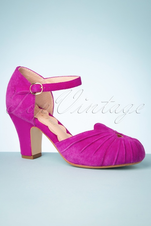 Miss L-Fire - Amber Mary Jane Pumps in Magenta