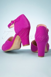 Miss L-Fire - 40s Amber Mary Jane Pumps in Magenta 5