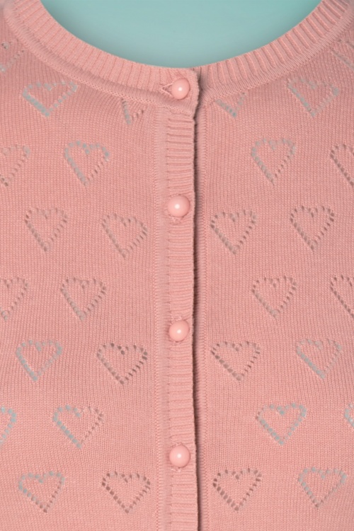 Collectif Clothing - 50s Leah Heart Cardigan in Pink 3