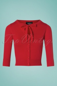 Collectif Clothing - Charlene Plain Cardigan Années 50 en Rouge