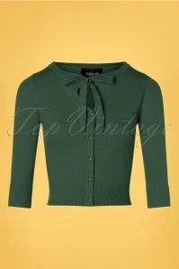 Collectif Clothing - 50s Charlene Plain Cardigan in Green