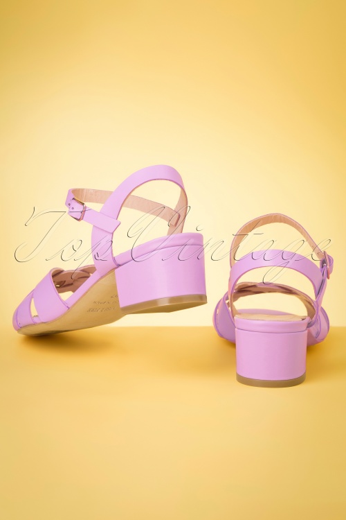 Miss L-Fire - 60s Isla Low Heel Sandals in Lilac 5