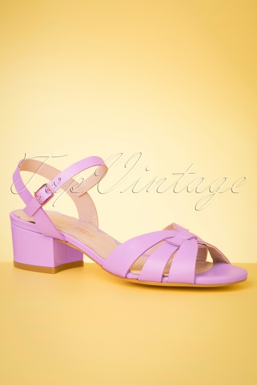 Miss L-Fire - 60s Isla Low Heel Sandals in Lilac 2