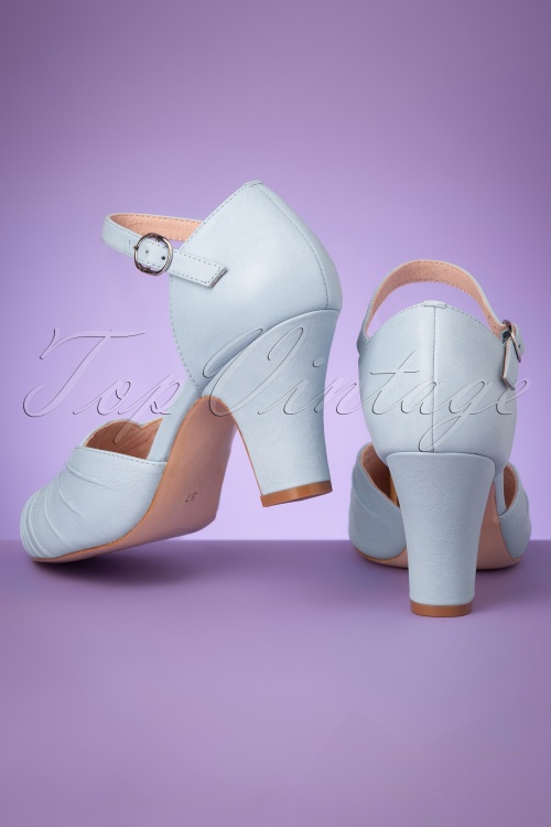 Miss L-Fire - 40s Amber Mary Jane Pumps in Light Blue 5