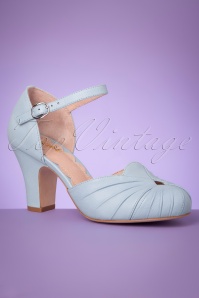 Miss L-Fire - 40s Amber Mary Jane Pumps in Light Blue 2