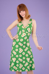 LaLamour - 70s Flared Daisy Dress in Green