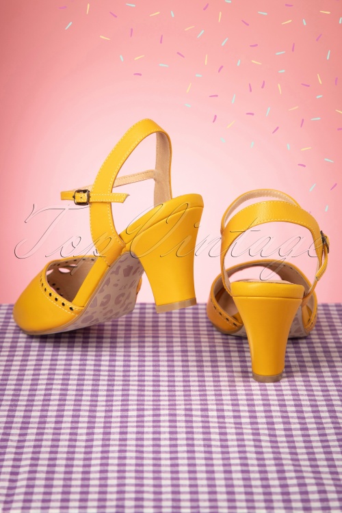Lola Ramona ♥ Topvintage - Ava Bellezza Classica Sandalettes Années 50 en Jaune Soleil 5