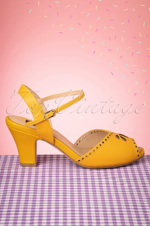 Lola Ramona ♥ Topvintage - Ava Bellezza Classica Sandalettes Années 50 en Jaune Soleil 3