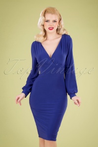 Vintage Chic for Topvintage - Genesis Bodycon Dress Années 50 en Bleu Roi