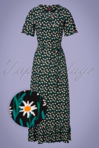 Tante Betsy - Hippie Edelweiss Maxi Dress Années 60 en Noir
