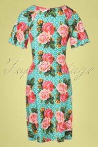 Tante Betsy - 60s Lila Savon Rose Dress in Turquoise 4