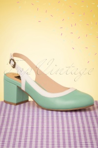 Lola Ramona ♥ Topvintage - 60s Eve Pastello Slingback Pumps in Off White and Mint 2