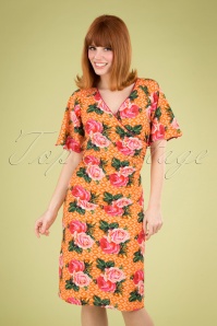 Tante Betsy - 60s Lila Savon Rose Dress in Orange 6