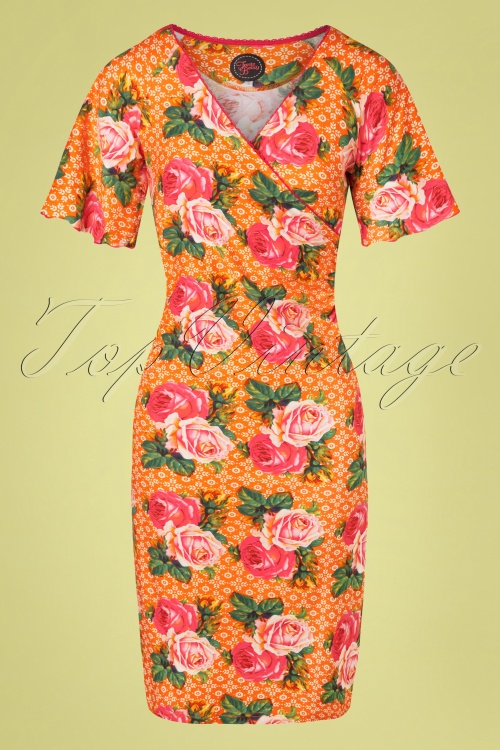 Tante Betsy - 60s Lila Savon Rose Dress in Orange 2