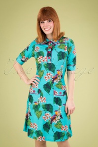 Tante Betsy - 60s Polly Pocket Botanical Bird Dress in Turquoise 2
