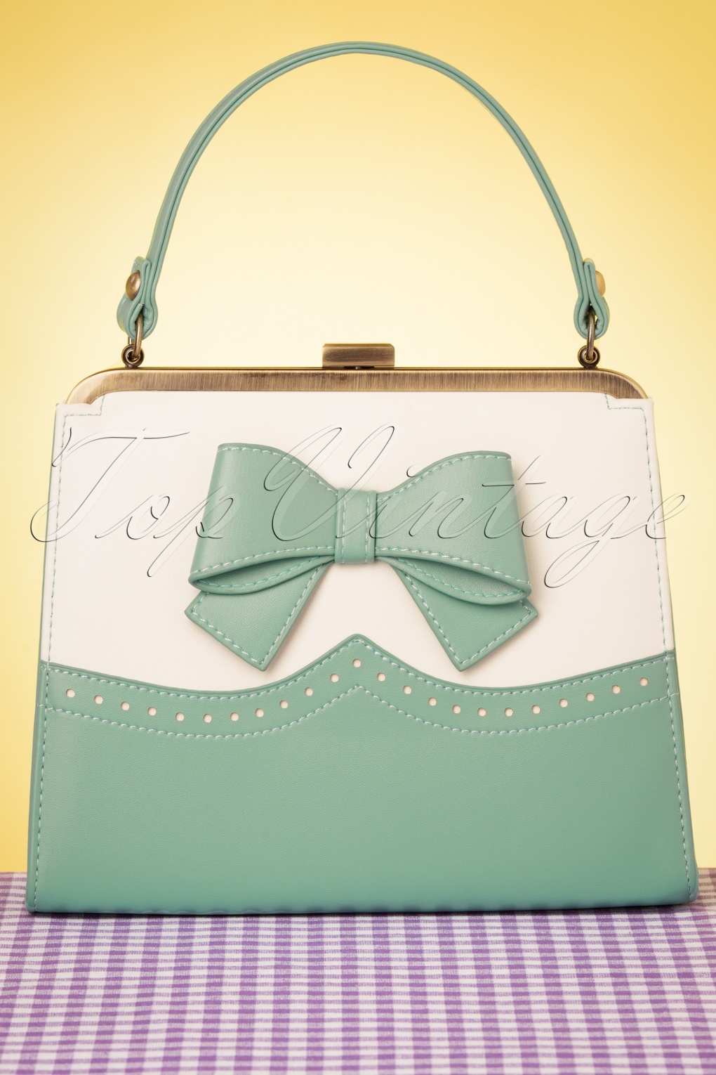 1950s Handbags, Purses, and Evening Bag Styles 50s Inez Classica Bag in Mint and White £57.02 AT vintagedancer.com