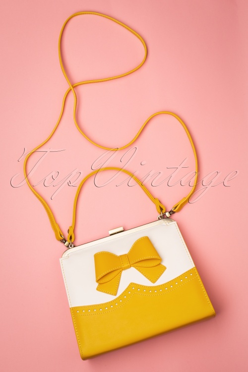 Lola Ramona ♥ Topvintage - Inez Classica Bag in Gelb und Weiß 2