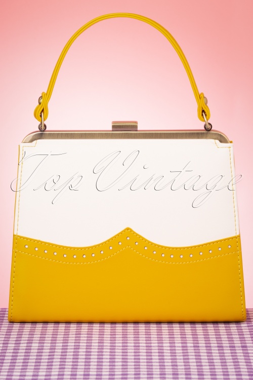 Lola Ramona ♥ Topvintage - Inez Classica Bag in Gelb und Weiß 5