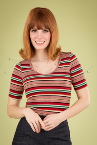 King Louie - Carice Poolside Stripes V-Top in Chili-Rot
