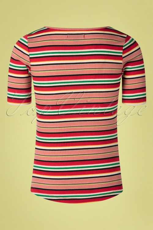 King Louie - 60s Carice Poolside Stripes V Top in Chili Red 3