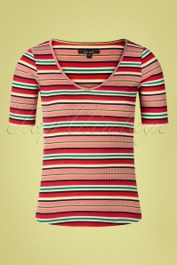 King Louie - Carice Poolside Stripes V-Top in Chili-Rot 2