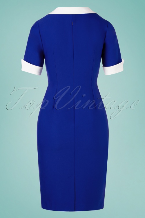 Glamour Bunny - Janice Pencil Dress Années 50 en Bleu Roi 5